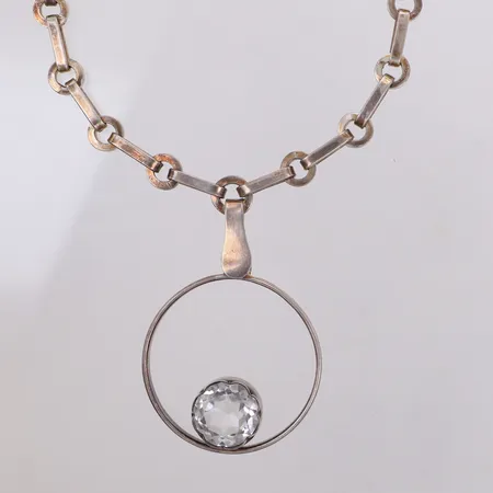 Collier, längd ca 70cm, bredd: 9,1mm, hängets mått: 70x45mm, Bröderna Lundqvist AB, Falun år 1971, 830/1000 silver Vikt: 89,4 g
