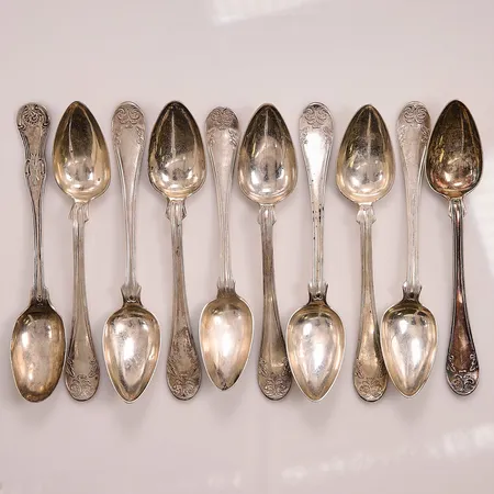 Diverse skedar, gravyr, 830/1000 Silver 206,1g.