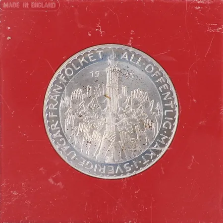 Minnesmynt, 50 kr, All offentlig makt i Sverige utgår från folket, år 1975, 925/1000 silver, plastbox Vikt: 26,8 g