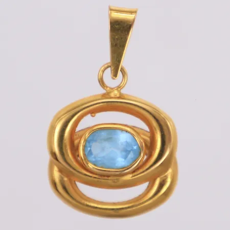 Hänge, blå sten, 26x15mm, 18K Vikt: 1,4 g