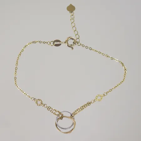 Armband i set justerbar 2 färger, längd 18-20 cm, obs! defekt ring, 18K Vikt: 1,9 g