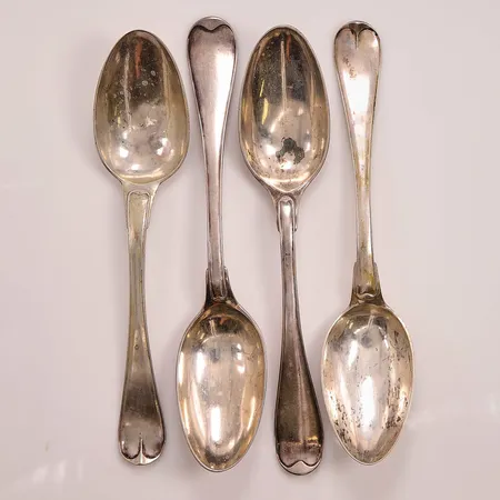 4 Skedar, 21cm, gravyr, 830/1000 Silver 275,5g.