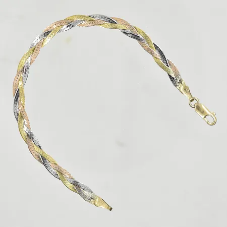 Armband, flätad modell, längd 17½ cm, bredd 5 mm, flerfärgad, 925/1000 silver. Vikt: 3,8 g