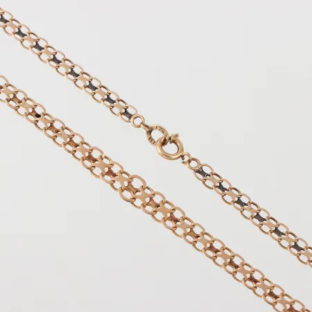 Collier X-länk, längd ca 46 cm, bredd 4.4-5.1 mm, bruksslitage, 18k. Vikt: 9,5 g