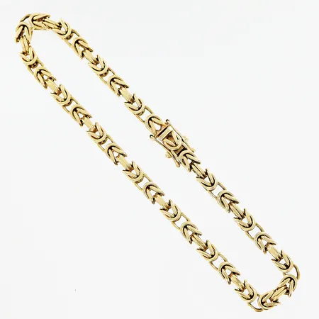 Armband, Kejsar, 22,5cm, bredd 4,5mm, smärre skevheter, 18K.  Vikt: 26,5 g