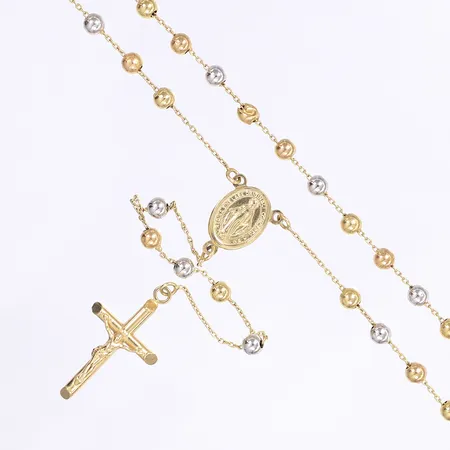 Collier Radband/rosenkrans, ca 60cm, bredd 1-16mm, bucklig, 18K Vikt: 11,3 g