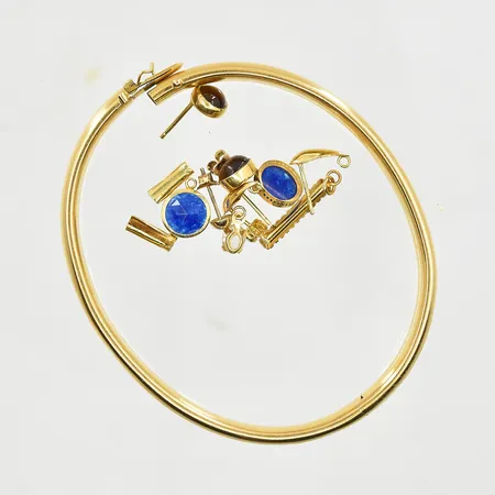 Diverse defekt guld med stenar, 18K. Vikt: 16 g