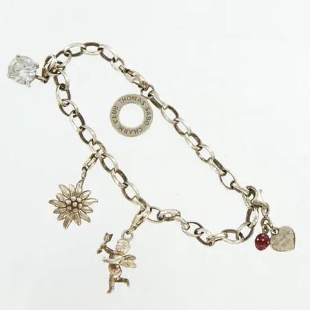 Armband med fyra berlocker, Thomas Sabo, längd: ca 19,5cm, länkens bredd: ca 5mm, silver 925/1000 Vikt: 17,2 g