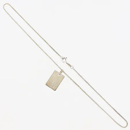 Kedja Venezia, 37cm, bredd 1mm, hänge "platta" skytten, 22x12mm, silver 925/1000. Vikt: 3,8 g