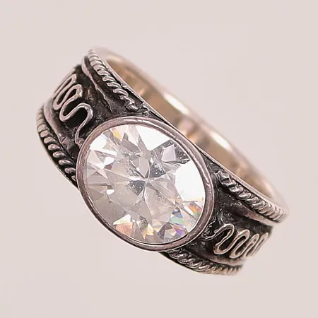 Ring, Ø16¾, vit sten, 925/1000 Silver 7,4g.