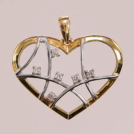 Hänge "hjärta", diamanter 6x ca 0,01ct, 22x17mm, 18K 1,5g.