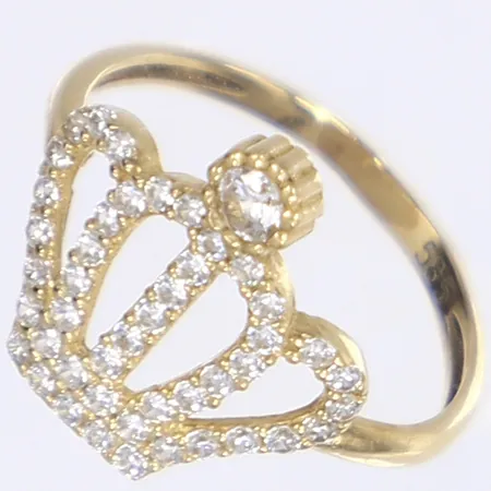 Ring med vita stenar, stl 16¾, bredd 1-14mm, 14K Vikt: 1,5 g