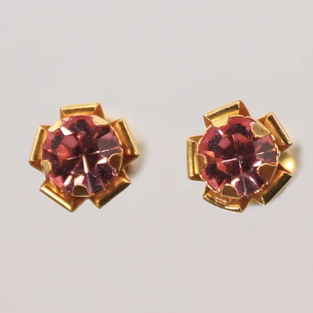 Ett par örhängen rosa stenar, 12mm, 14K  Vikt: 0,8 g