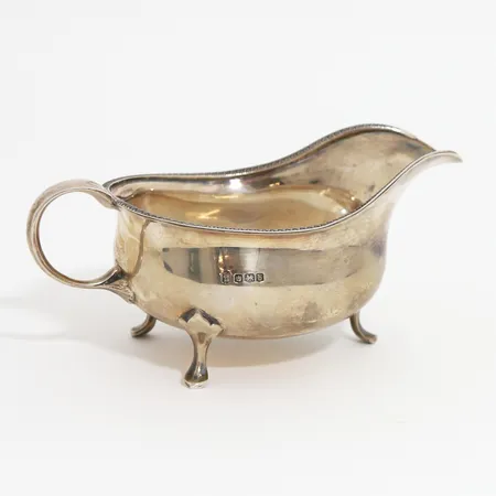 Såssnipa, höjd: 8,5cm, längd: 17cm, Engelska kontrollstämplar, silver 925/1000 Vikt: 180,5 g