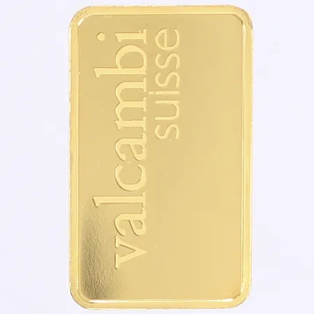 Guldtacka, Valcambi Suisse, serienummer AA562262, bruten plombering, finguld 999,9, 24K Vikt: 10 g