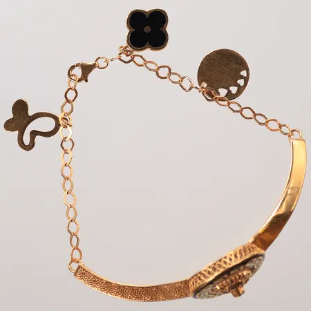 Armband med emaljarbete, längd ca 16cm, bredd 3-15mm, 18K Vikt: 12,2 g