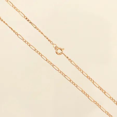 Kedja, längd 64,5cm, bredd ca 2mm, ostämplad, defekt lås, 18K Vikt: 6,2 g