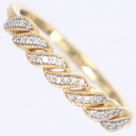 Ring med vita stenar, stl 18½, bredd 1,5-3,5mm, 18K Vikt: 2,3 g
