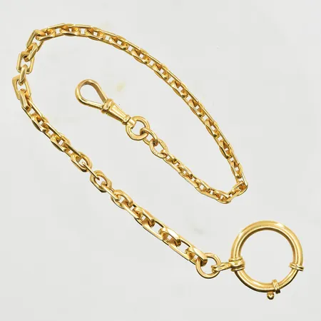 Klockkedja, längd 25 cm, länkens bredd 4 mm, 18K. Vikt: 23,4 g