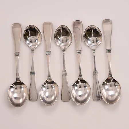 6 Kaffeskedar, 11cm, 830/1000 Silver 77,9g.