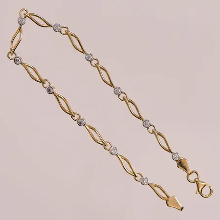 Armband, 19,3cm, bredd:4mm, vita stenar, 18K 6,2g.