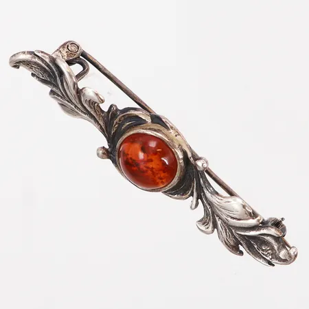 Brosch med bärnsten, 55mm, bredd: 15mm, silver 925/1000 Vikt: 4,9 g
