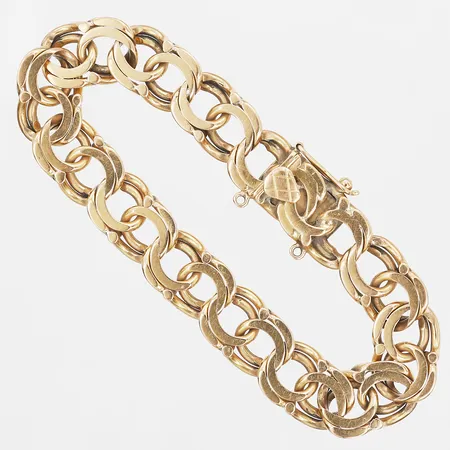 Armband, Bismarck, längd 19cm, bredd 11mm, säkerhetskedja saknas, 18K guld Vikt: 34,5 g