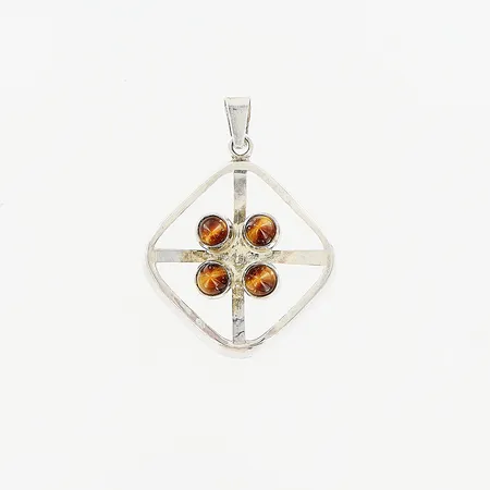 Hänge 40x30mm, stenar tigeröga, Finland, silver 925/1000. Vikt: 4,2 g
