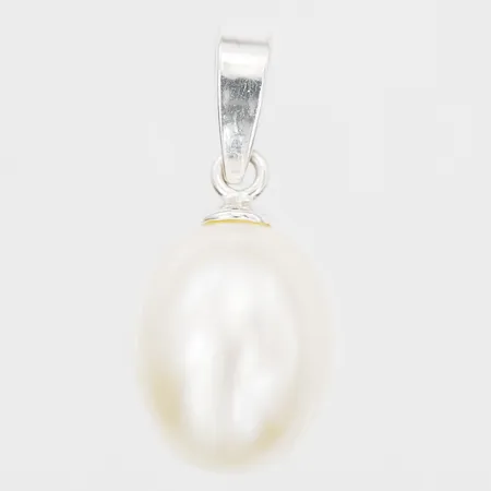 Hänge med odlad sötvattenpärla, höjd 18mm, bredd 8mm, silver Vikt: 1,4 g