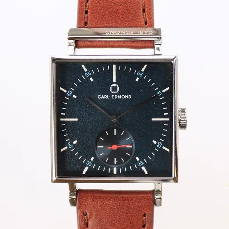 Armbandsur, Carl Edmond, Granit, 29x29mm, # 1B08215BH, quartz, läderband, stål, i etui 