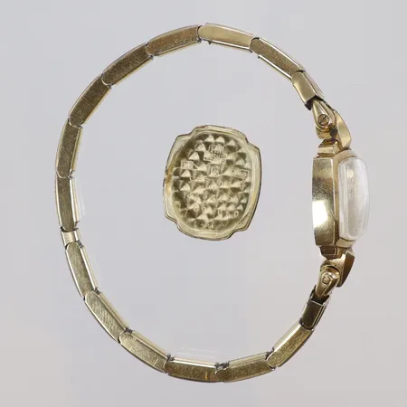 Klockboett Certina, utan urverk, ca 16x16mm, länk ej i guld, defekt, 14K bruttovikt 10,8g