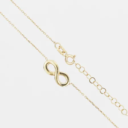 Collier med evighetstecken, justerbar längd, 44 - 47cm, 18K guld Vikt: 2,6 g