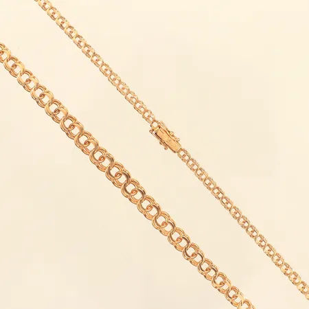 Collier doserad Bismarck, längd 47cm, bredd 3,2-6,3mm, R A Guld Stockholm 1991, 18K  Vikt: 13,4 g
