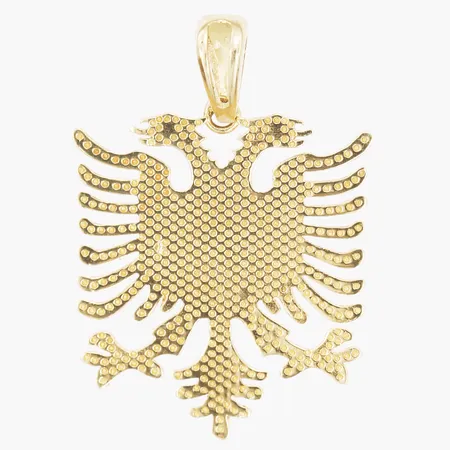 Hänge i form av dubbelörn, höjd 30mm, bredd 21mm, 14K guld Vikt: 2,4 g