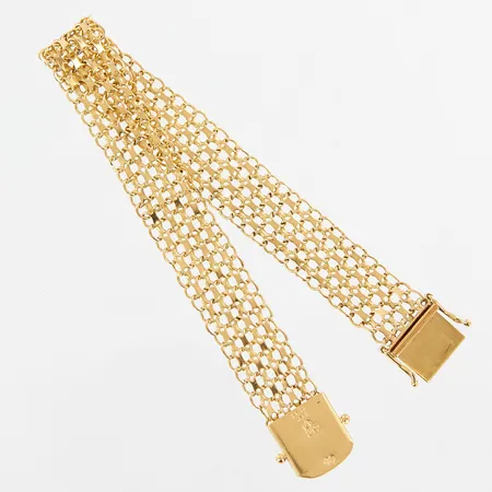 Armband X-länk, 19 cm, bredd: 12mm, skevheter, 18K,  Vikt: 15,1 g