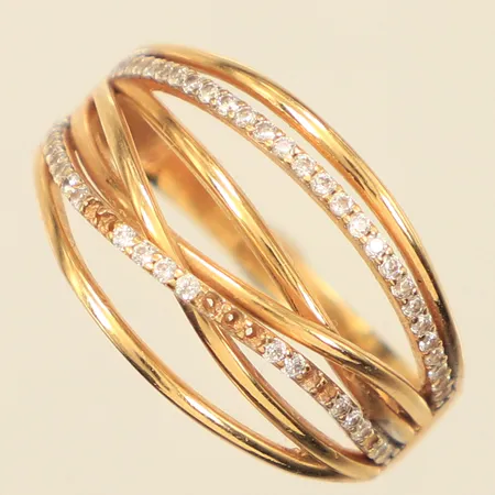 Ring med stenar, stl 20, bredd 2,2-13mm, stenar saknas, GHA, 18K  Vikt: 4,3 g