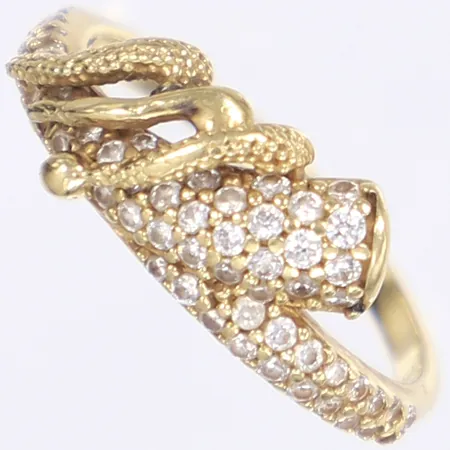 Ring med vita stenar, stl 17½, bredd 2-8,5mm, 18K Vikt: 3,6 g