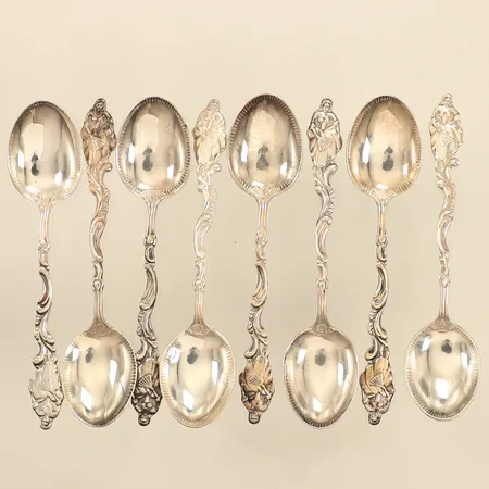 Åtta mockaskedar, längd 10cm, Matsilver Ab, silver Vikt: 89,5 g