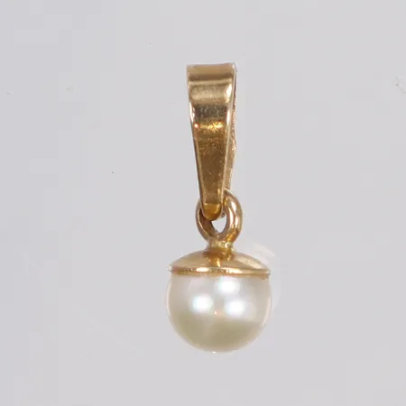 Hänge med pärla, 12x4mm inklusive hängöglan 18K  Vikt: 0,3 g