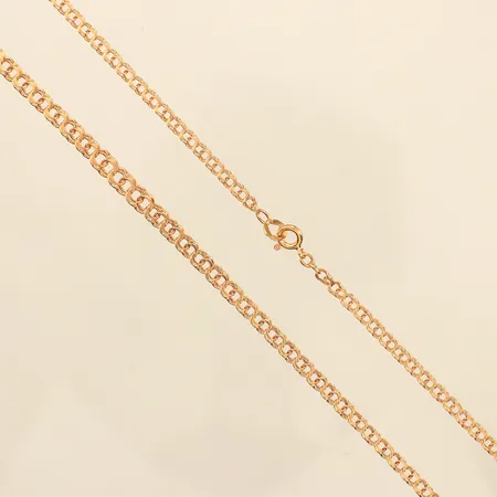 Collier doserad Bismarck, längd 46cm, bredd 3,2-4,9mm, en skev länkdel, 18K  Vikt: 8,8 g