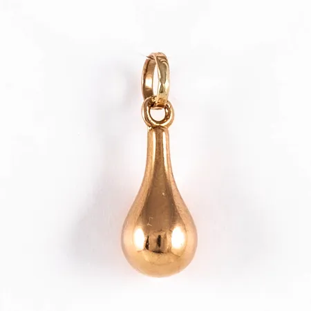 Hänge droppe i 18K guld. Den är 2 - 6 mm bred, 16,5 mm lång och väger 0,4g. 
