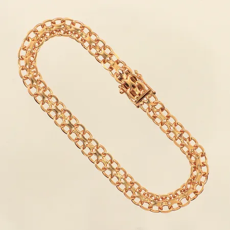 Armband X-länk, längd 18cm, bredd 6,4mm, Ekström Sweden Ab Falköping 1987, 18K  Vikt: 11,9 g