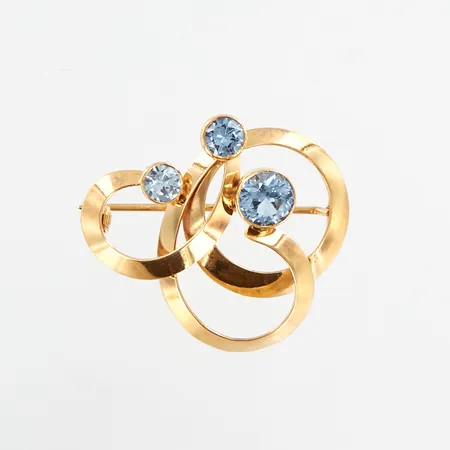 Brosch med stenar, 30x27mm, 18K Vikt: 3,5 g