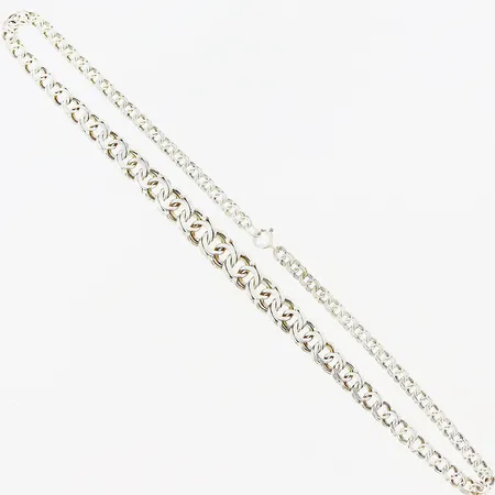 Collier Bismarck, 46cm, doserad 5-10mm, NSE, silver 925/1000. Vikt: 27,5 g