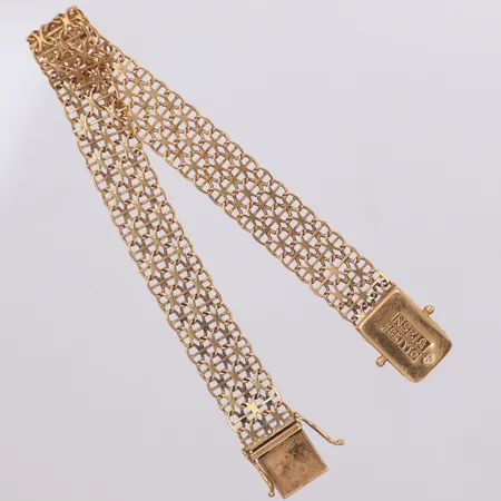 Armband X-länk med stav, längd 20cm, bredd 10,8mm, NSE år 1997, Köping, 18K Vikt: 13,2 g