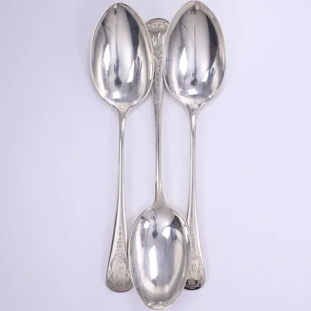 3 uppläggningsskedar, 21,5cm,  tillv. Birks, Kanada, gravyr, silver 925/1000 Vikt: 216,1 g