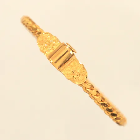 Stelt armband, ca Ø6cm, innermått 18,5cm, bredd 4,5mm, öppningsbart, 22K  Vikt: 30,5 g