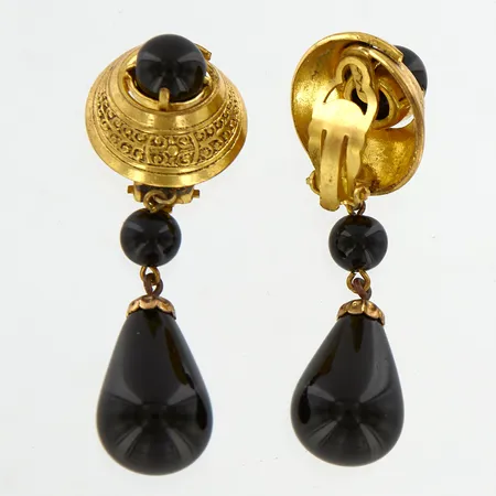 Ett par örhänge Yves Saint Laurent, 60mm, clips, Gulmetall, inga tillbehör 