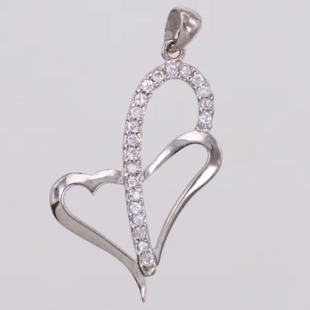 Hänge med vita stenar, längd 37,6mm, bredd 20,1mm, 925/1000 silver Vikt: 1,6 g
