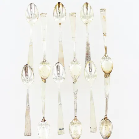 12 kaffeskedar, modell Carl Philip, 112mm, GAB, i etui, silver 830/1000. Vikt: 142 g